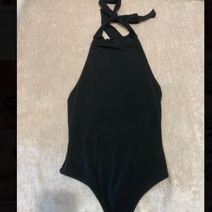 Free people black halter bodysuit